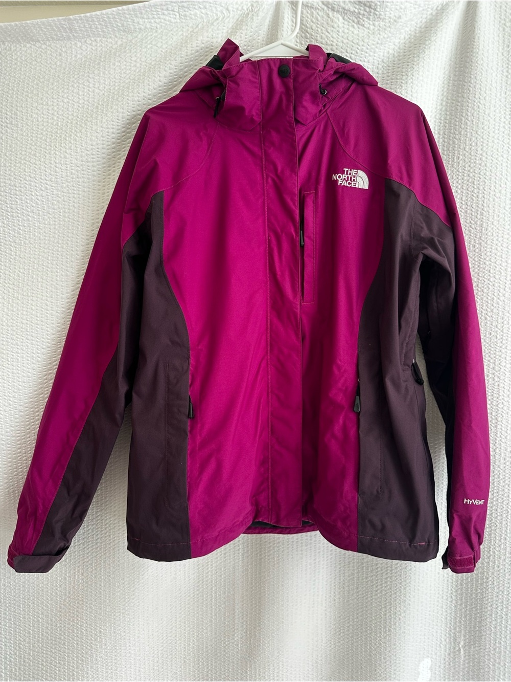 The North Face HyVent Pink Purple Hooded Waterproof Rain Jacket Women's Large
